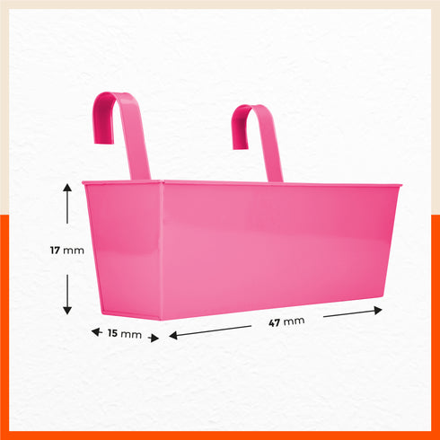 LEA Hanging Metal Pot Holders / Planters for Home / Balcony / Garden | Pink - Set of 2